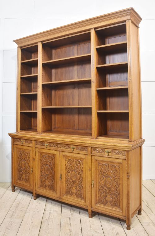 LARGE CARVED OAK BOOKCASE - ADDITIONAL PHOTO 11
