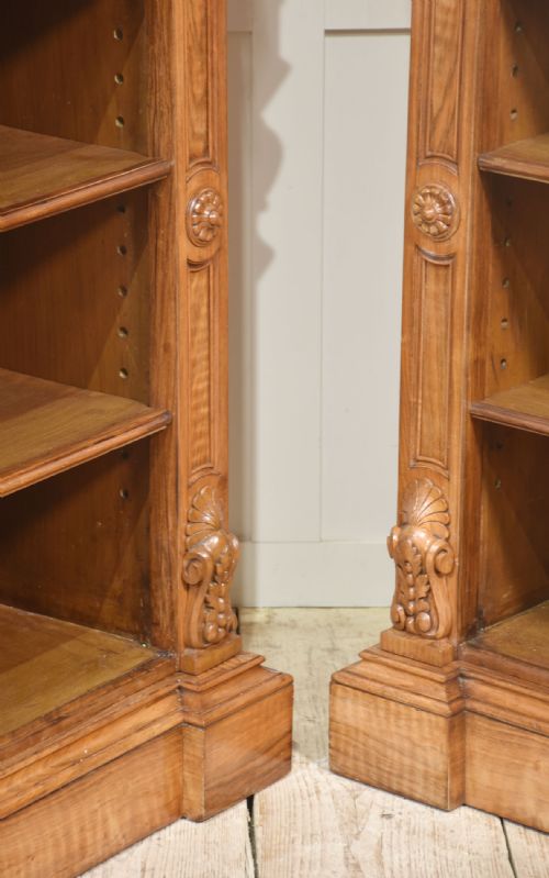 PAIR OF 19TH CENTURY WALNUT OPEN BOOKCASES - ADDITIONAL PHOTO 3