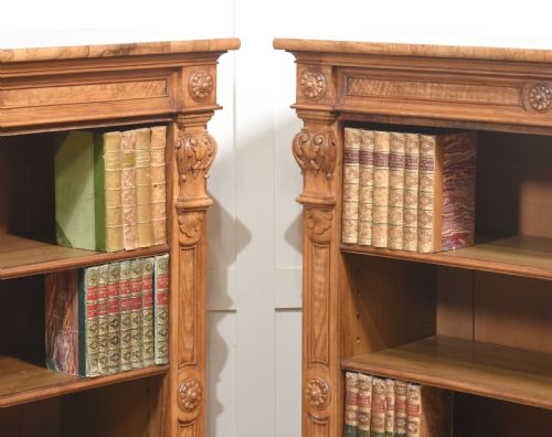 PAIR OF 19TH CENTURY WALNUT OPEN BOOKCASES - ADDITIONAL PHOTO 12