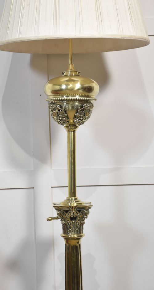 MONUMENTAL BRASS STANDARD LAMP BY HINKS - ADDITIONAL PHOTO 4