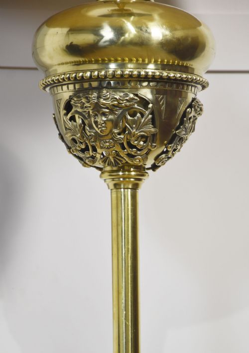MONUMENTAL BRASS STANDARD LAMP BY HINKS - ADDITIONAL PHOTO 6