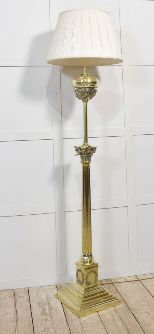 MONUMENTAL BRASS STANDARD LAMP BY HINKS - ADDITIONAL PHOTO 10