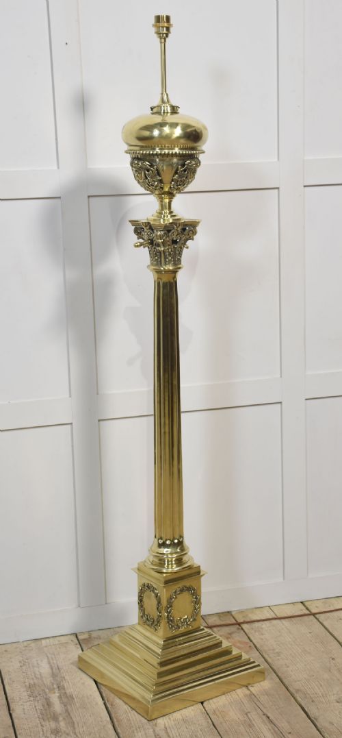 MONUMENTAL BRASS STANDARD LAMP BY HINKS - ADDITIONAL PHOTO 11