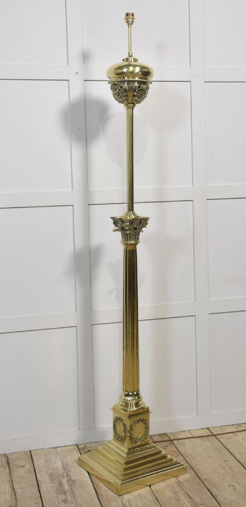 MONUMENTAL BRASS STANDARD LAMP BY HINKS - ADDITIONAL PHOTO 13