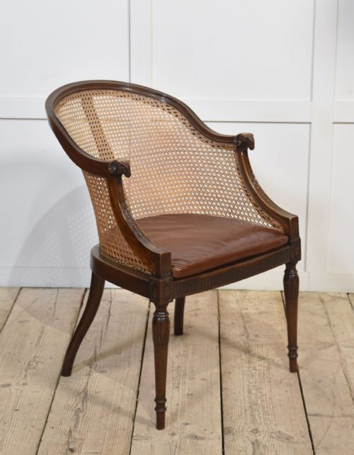 mahogany framed bergere tub armchair - CATEGORY: ANTIQUE CHAIRS - DATED 1910