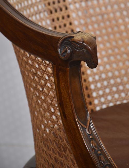 MAHOGANY FRAMED BERGERE TUB ARMCHAIR - ADDITIONAL PHOTO 3