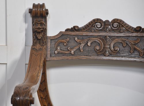 CARVED OAK BENCH - ADDITIONAL PHOTO 1