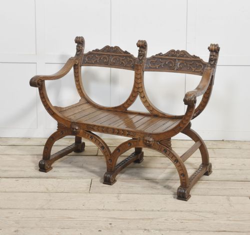 CARVED OAK BENCH - ADDITIONAL PHOTO 6