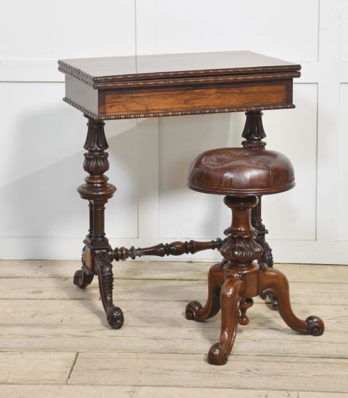 WALNUT ADJUSTABLE PIANO STOOL - ADDITIONAL PHOTO 1