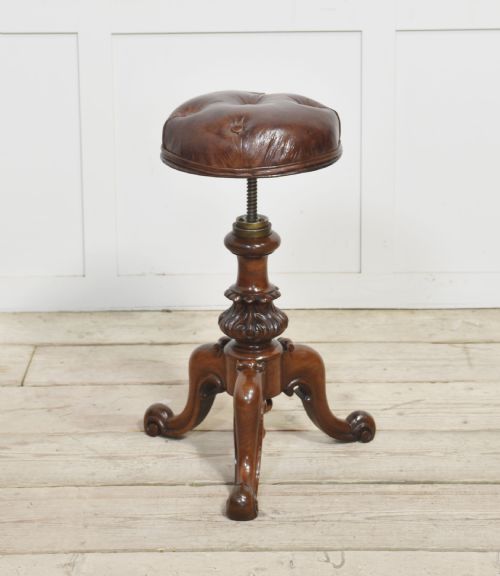 WALNUT ADJUSTABLE PIANO STOOL - ADDITIONAL PHOTO 2