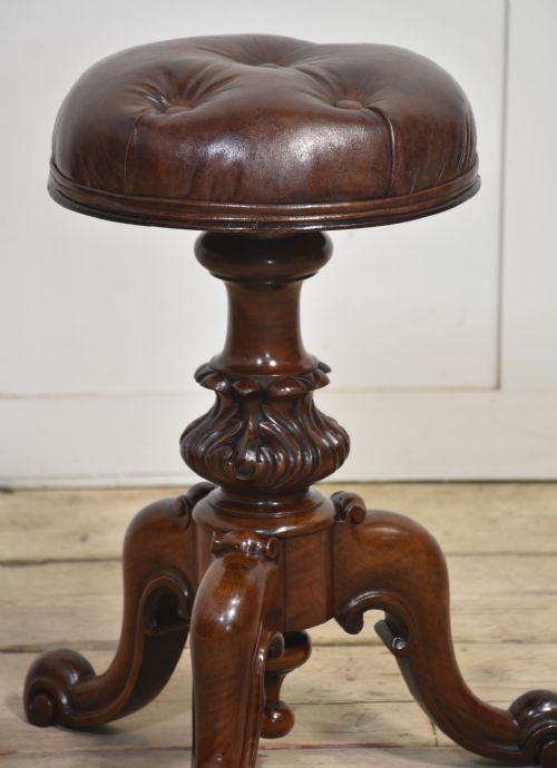 WALNUT ADJUSTABLE PIANO STOOL - ADDITIONAL PHOTO 4
