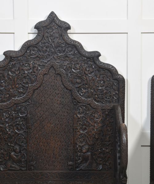PAIR OF 19TH CENTURY CARVED CEREMONIAL ARMCHAIRS - ADDITIONAL PHOTO 3