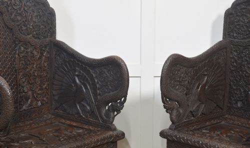 PAIR OF 19TH CENTURY CARVED CEREMONIAL ARMCHAIRS - ADDITIONAL PHOTO 8