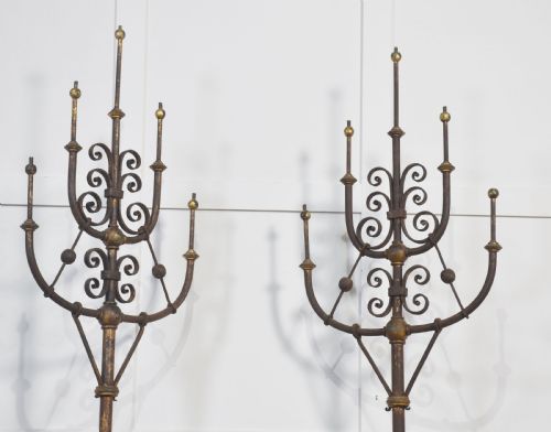 PAIR OF CAST IRON GAS LIGHT CANDELABRAS - ADDITIONAL PHOTO 5
