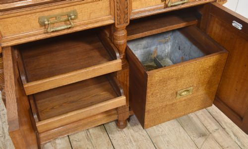 CARVED OAK TWO DOOR SIDEBOARD BY MAPLE AND CO - ADDITIONAL PHOTO 3