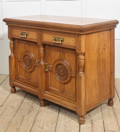 CARVED OAK TWO DOOR SIDEBOARD BY MAPLE AND CO - ADDITIONAL PHOTO 12