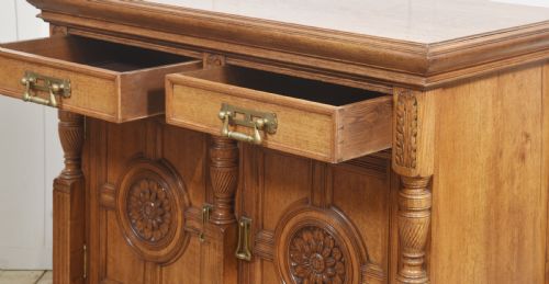 CARVED OAK TWO DOOR SIDEBOARD BY MAPLE AND CO - ADDITIONAL PHOTO 15