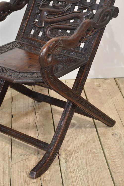 PAIR OF 19TH CENTURY CHINESE FOLDING ARMCHAIRS - ADDITIONAL PHOTO 3