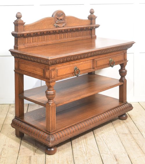 CARVED OAK SERVING TABLE - ADDITIONAL PHOTO 5