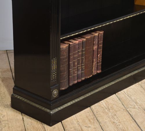 LARGE EBONISED BRASS MOUNTED OPEN BOOKCASE - ADDITIONAL PHOTO 8
