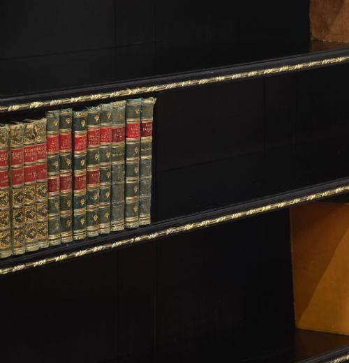 LARGE EBONISED BRASS MOUNTED OPEN BOOKCASE - ADDITIONAL PHOTO 10