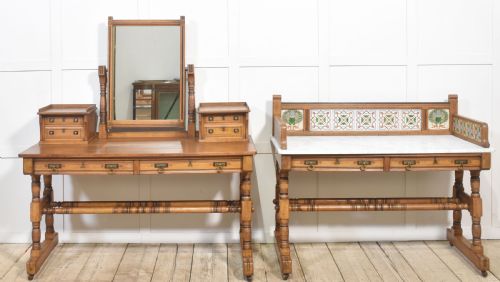 SET OF ASTHETIC MOVEMENT BEDROOM TABLES - ADDITIONAL PHOTO 8