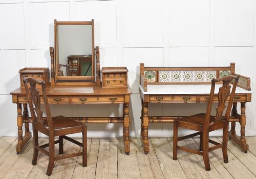 SET OF ASTHETIC MOVEMENT BEDROOM TABLES - ADDITIONAL PHOTO 9