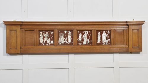 oak framed set of four minton tiles - CATEGORY: ANTIQUE CERAMICS - DATED 19TH CENTURY