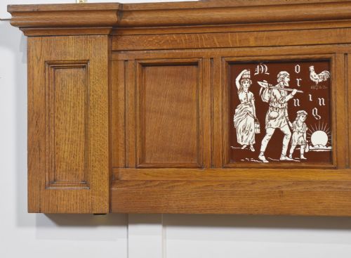 OAK FRAMED SET OF FOUR MINTON TILES - ADDITIONAL PHOTO 3