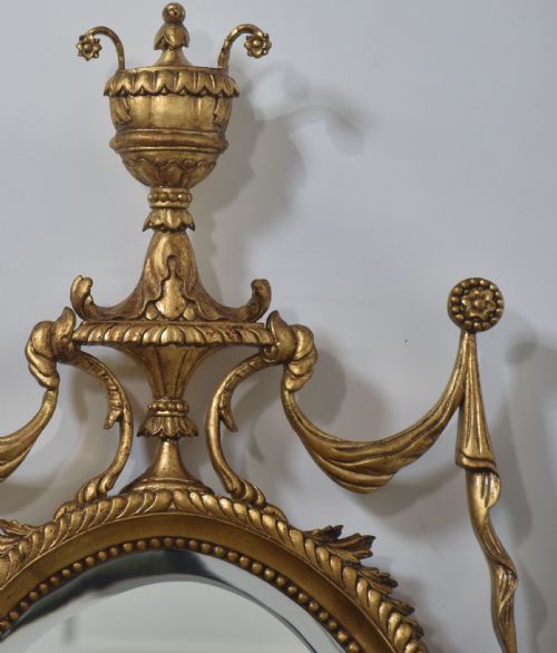 PAIR OF ADAM STYLE CARVED GILTWOOD OVAL WALL MIRRORS - ADDITIONAL PHOTO 8