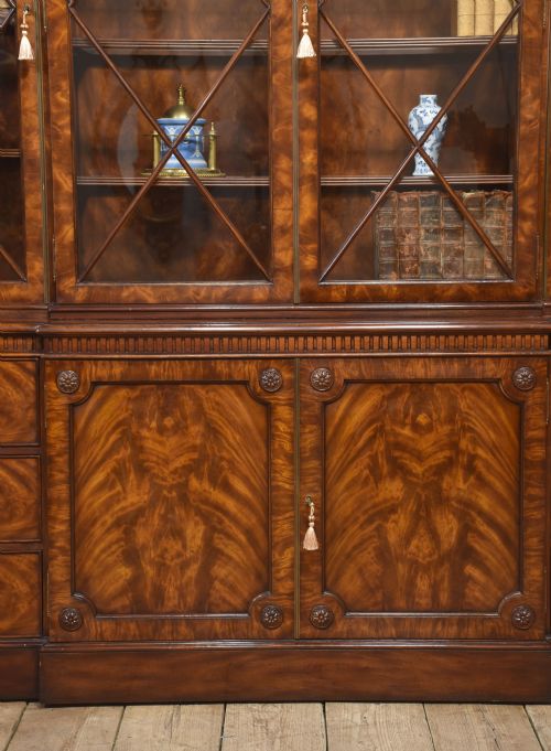 GEORGE III STYLE MAHOGANY BREAKFRONT LIBRARY BOOKCASE - ADDITIONAL PHOTO 2