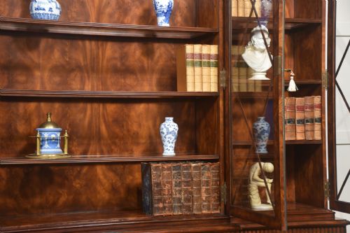 GEORGE III STYLE MAHOGANY BREAKFRONT LIBRARY BOOKCASE - ADDITIONAL PHOTO 7
