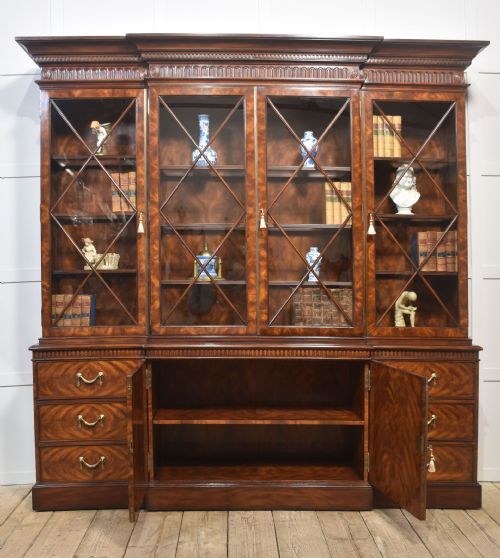 GEORGE III STYLE MAHOGANY BREAKFRONT LIBRARY BOOKCASE - ADDITIONAL PHOTO 8