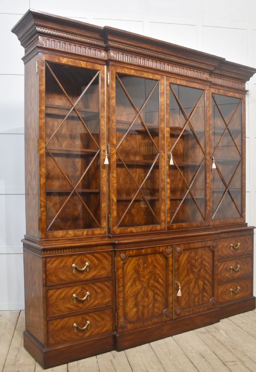 GEORGE III STYLE MAHOGANY BREAKFRONT LIBRARY BOOKCASE - ADDITIONAL PHOTO 13