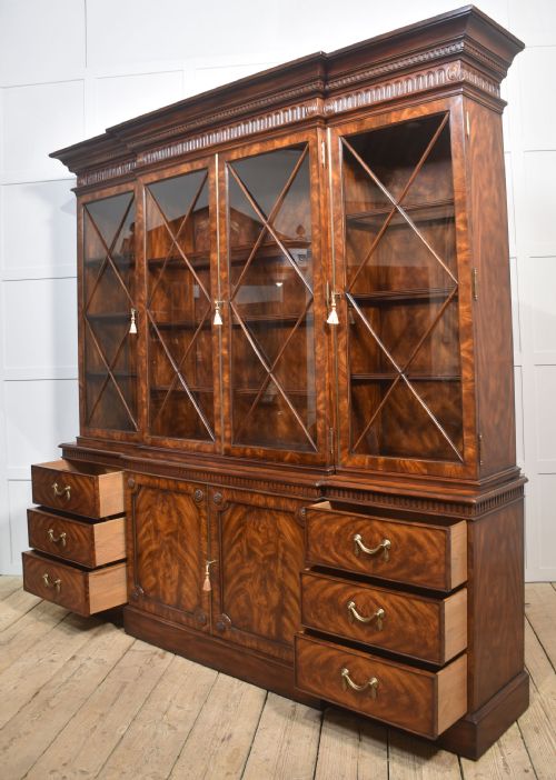 GEORGE III STYLE MAHOGANY BREAKFRONT LIBRARY BOOKCASE - ADDITIONAL PHOTO 20