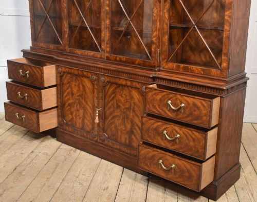 GEORGE III STYLE MAHOGANY BREAKFRONT LIBRARY BOOKCASE - ADDITIONAL PHOTO 21
