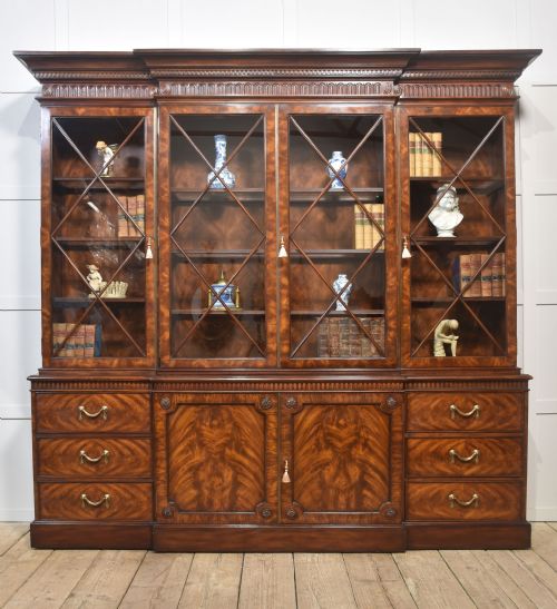 GEORGE III STYLE MAHOGANY BREAKFRONT LIBRARY BOOKCASE - ADDITIONAL PHOTO 23