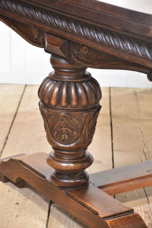 LARGE OAK PARQUETRY TOP REFECTORY TABLE - ADDITIONAL PHOTO 1