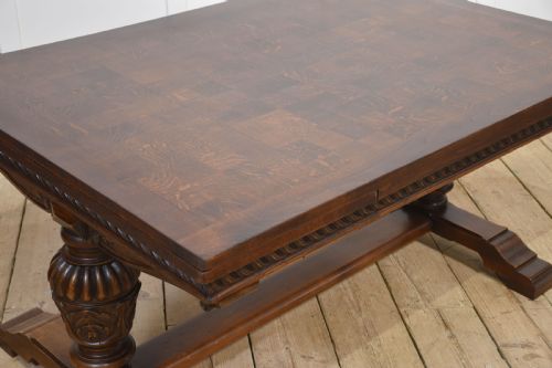 LARGE OAK PARQUETRY TOP REFECTORY TABLE - ADDITIONAL PHOTO 3