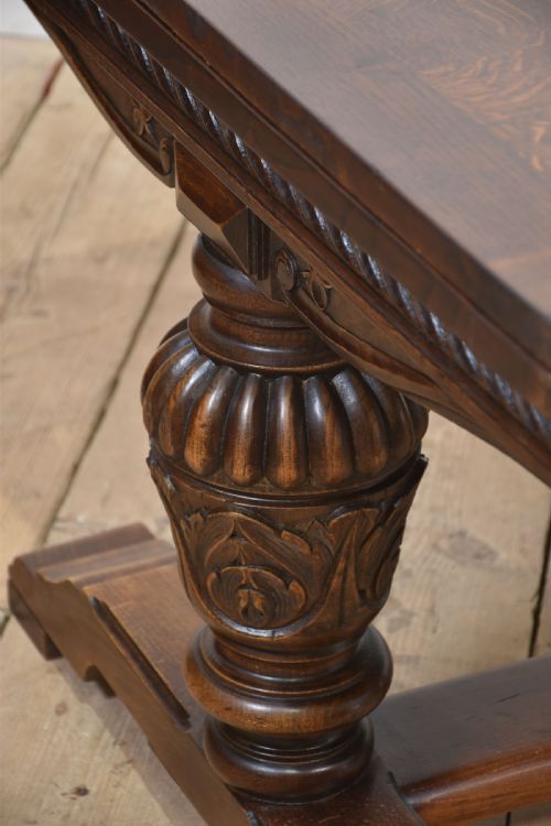 LARGE OAK PARQUETRY TOP REFECTORY TABLE - ADDITIONAL PHOTO 5
