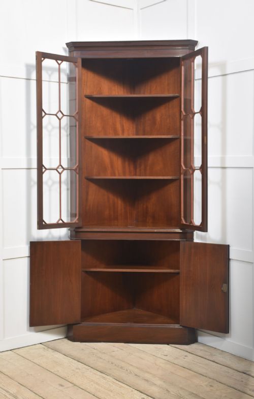 MAHOGANY GLAZZED CORNER CUPBOARD - ADDITIONAL PHOTO 4