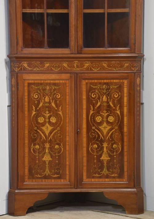 MAHOGANY INLAID CORNER CABINET - ADDITIONAL PHOTO 3