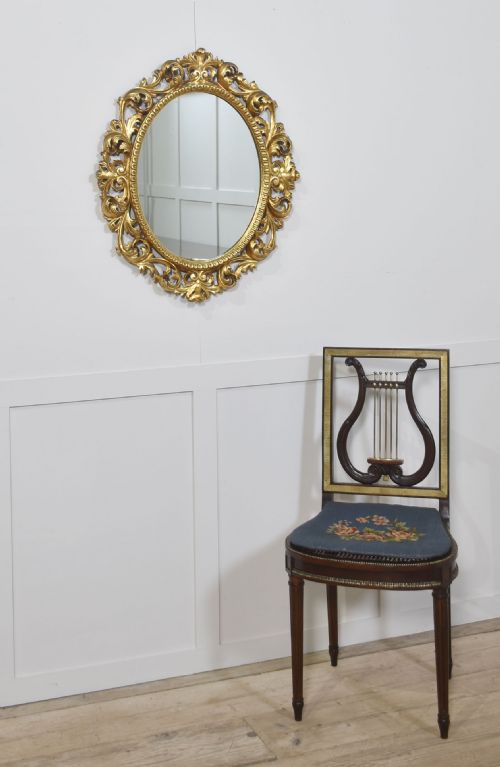 CARVED GILTWOOD OVAL WALL MIRROR - ADDITIONAL PHOTO 2