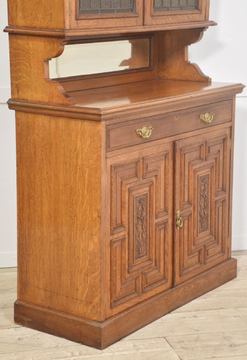 OAK CABINET WITH LEADED GLASS DOORS - ADDITIONAL PHOTO 6