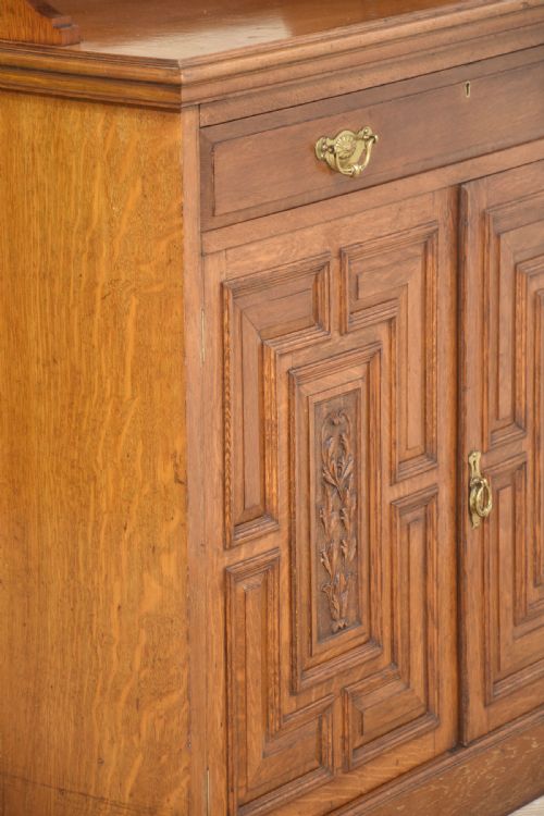 OAK CABINET WITH LEADED GLASS DOORS - ADDITIONAL PHOTO 7