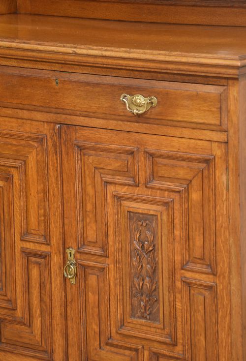 OAK CABINET WITH LEADED GLASS DOORS - ADDITIONAL PHOTO 10
