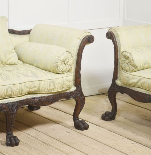 PAIR OF CHIPPENDALE REVIVAL SETTEES - ADDITIONAL PHOTO 1