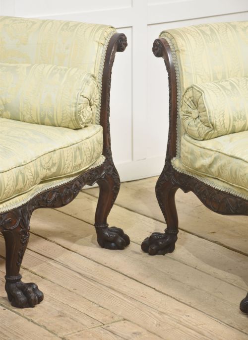 PAIR OF CHIPPENDALE REVIVAL SETTEES - ADDITIONAL PHOTO 4