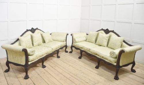 PAIR OF CHIPPENDALE REVIVAL SETTEES - ADDITIONAL PHOTO 5