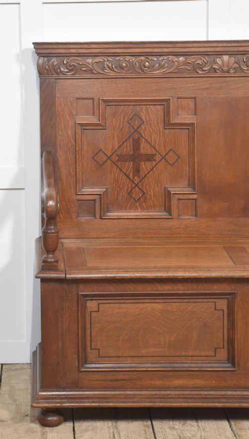 CARVED OAK SETTLE - ADDITIONAL PHOTO 6